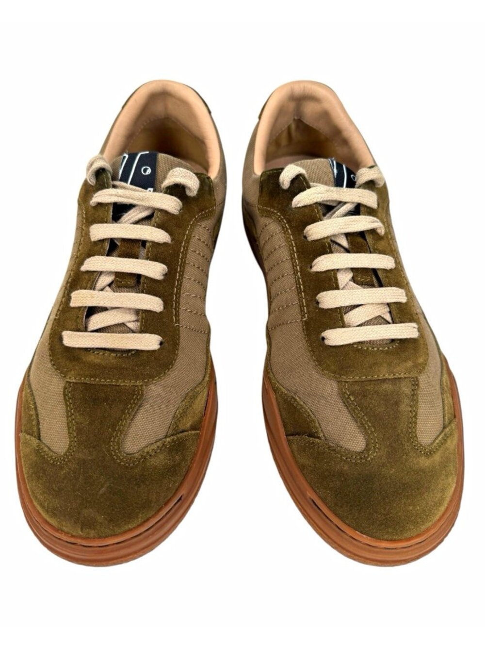 Lanvin Men's US 7 Lace-Up Low Top Suede Colorblock Gum Sole Sneaker